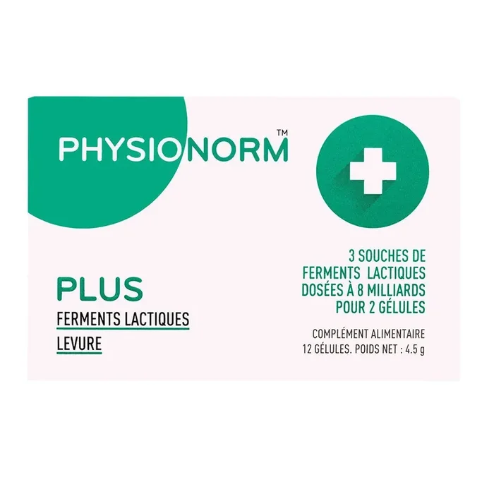 Physionorm Plus – Ferments lactiques Levure – 12 gélules