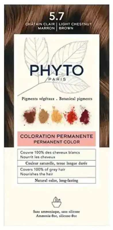 Phyto Couleur Coloration Permanente – Pigments Végétaux – Coloration 5.7 Châtain Clair Marron