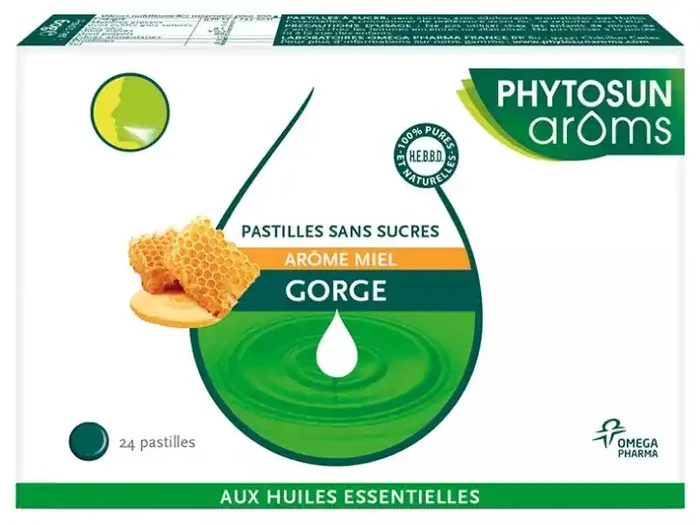 Phytosun Arôms Pastilles Sans Sucre Arôme Miel Boîte de 24 Pastilles