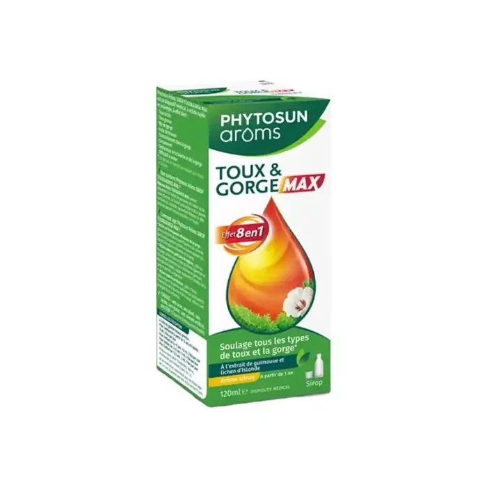 Phytosun Aroms sirop toux & gorge max effet 8 en 1 – 120ml