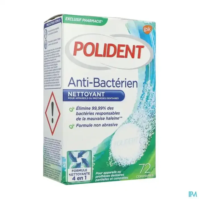 Polident nettoyant antibacterien comprimé effervescent 96