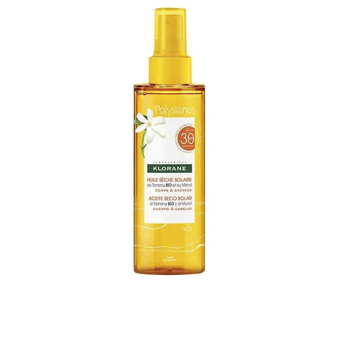 POLYSIANE MONOÏ Y TAMANU BIO huile sèche solaire SPF30 200 ml