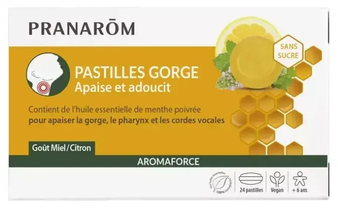 Pranarôm Aromaforce Pastilles Gorge Goût Miel Citron 24 Pastilles