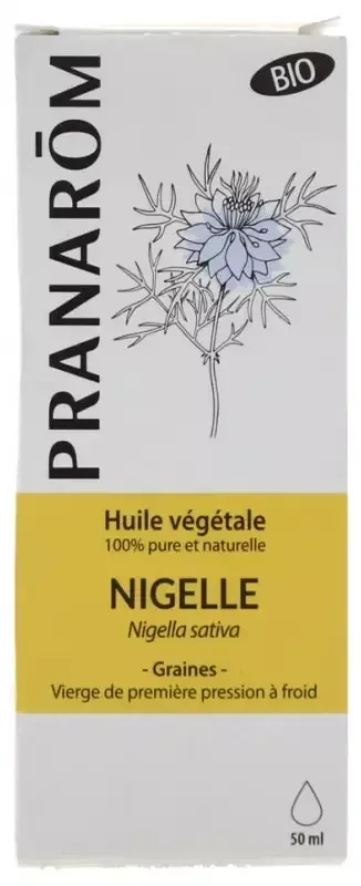 Pranarôm Huile Végétale de Nigelle Bio Anti-Vieillissement Première Pression à Froid Des Graines de Cumin Noir 50 ml
