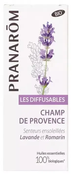 Pranarôm Les Diffusables Mélange d‘Huiles Essentielles Bio Pour Diffuseur Champ de Provence Senteurs Ensoleillées Lavande et Romarin Bio (Eco) 30 ml
