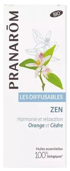 Pranarôm Les Diffusables Mélange d‘Huiles Essentielles Pour Diffuseur Harmonie et Relaxation Orange et Cèdre Bio (Eco) 30 ml