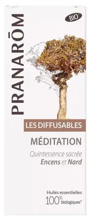 Pranarôm Les Diffusables Mélange d‘Huiles Essentielles Pour Diffuseur Méditation Quintessence Sacrée Encens et Nard Bio (Eco) 30 ml