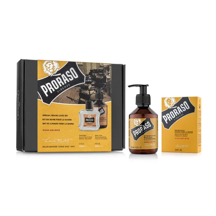 PRORASO DUO PACK – Shampoing + Baume à barbe WOOD & SPICE