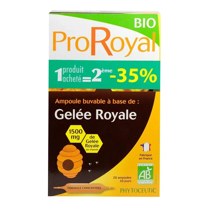 Proroyal gelée royale 2×20 ampoules (35% offert)