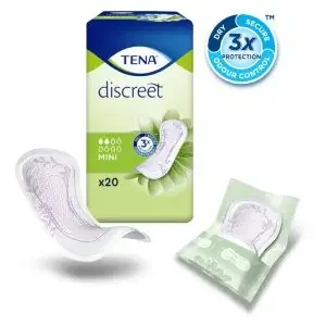 Protection contre les fuites urinaire légère TENA Discreet Mini – Paquet de 20