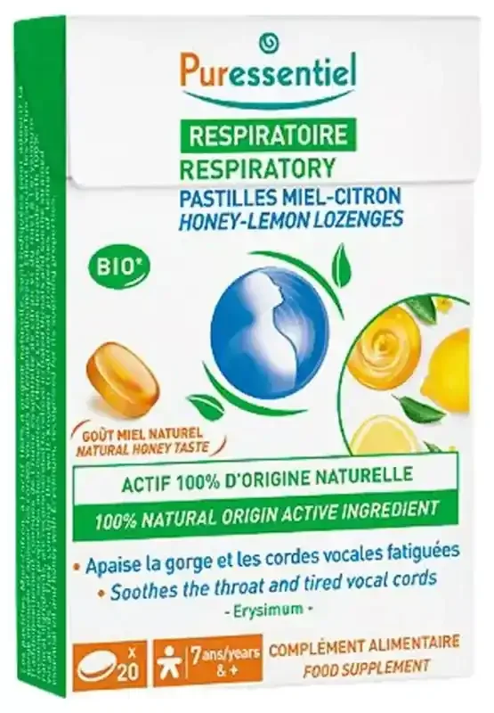 Puressentiel Pastilles Respiratoire Gorge Miel-Citron – 20 Pastilles