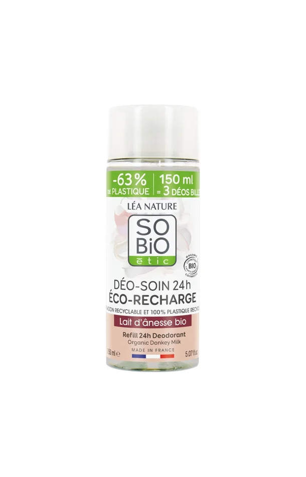 Recharge déodorant roll-on hydratant bio – Lait d’ânesse – 150 ml