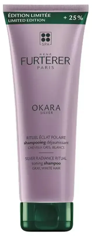 René Furterer Okara Silver – Shampooing Déjaunissant – Cheveux Blancs Gris ou Blonds 250 ml Offre Spéciale 50 ml Offert