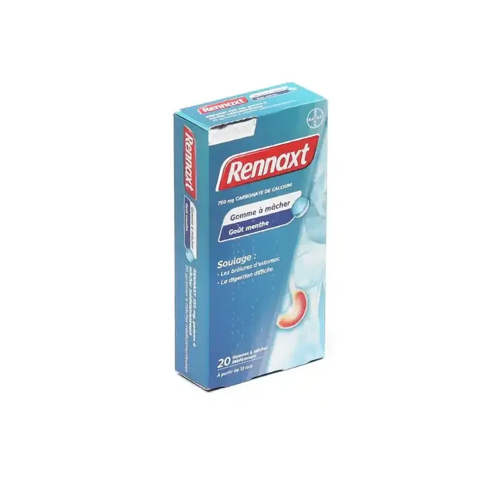 RENNAXT MAUX D‘ESTOMAC MENTHE 20 GOMMES à MÂCHER BAYER