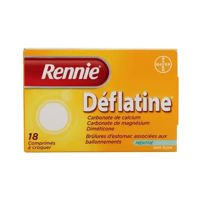 Rennie deflatine sans sucre 18 comprimes a croquer au sorbitol