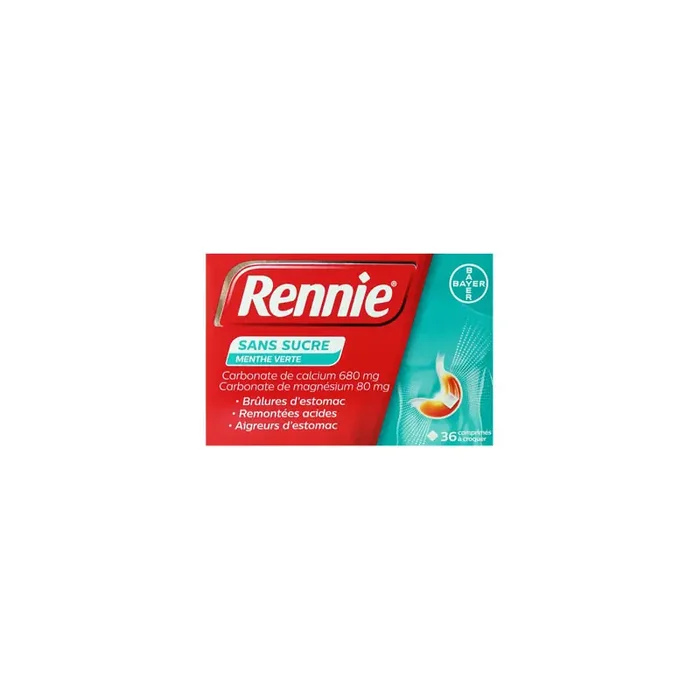 RENNIE MENTHE VERTE 36 COMPRIMES BAYER