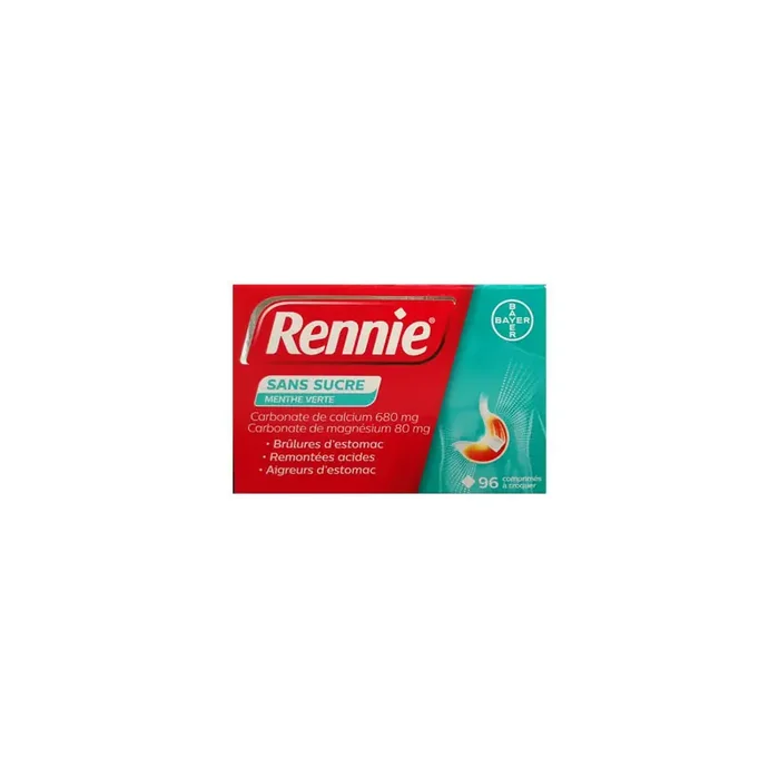 RENNIE MENTHE VERTE SANS SUCRE 96 COMPRIMES BAYER