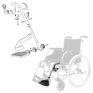 Repose-pied Complet – Gauche – Fauteuil Roulant Manuel D200