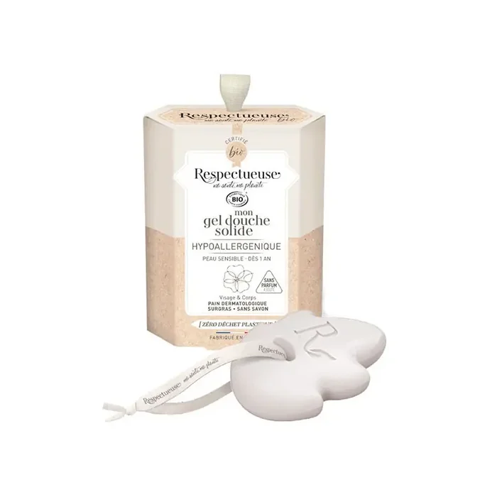 Respectueuse gel douche solide hypoallergenique bio 75gr
