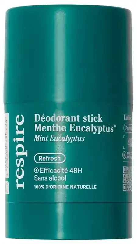 Respire Déodorant Stick Menthe Eucalyptus Sans Alcool Bio 50 g