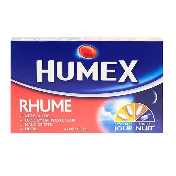 Rhume Jour/nuit – Nez bouché Maux de tête Fièvre – 12 comprimes jour et 4 gelules nuit