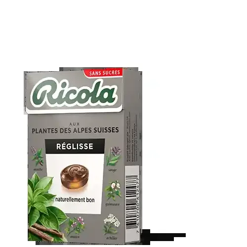 RICOLA REGLISSE STEVIA Bonbons Sans Sucres – Pocket 50g
