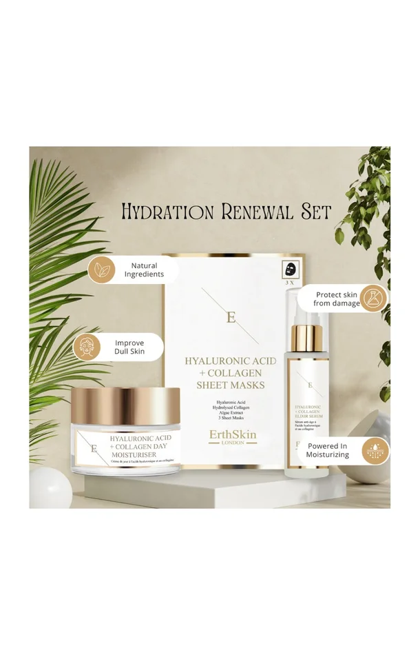 Routine anti-âge – Acide hyaluronique & collagène – Peaux matures – 3 produits