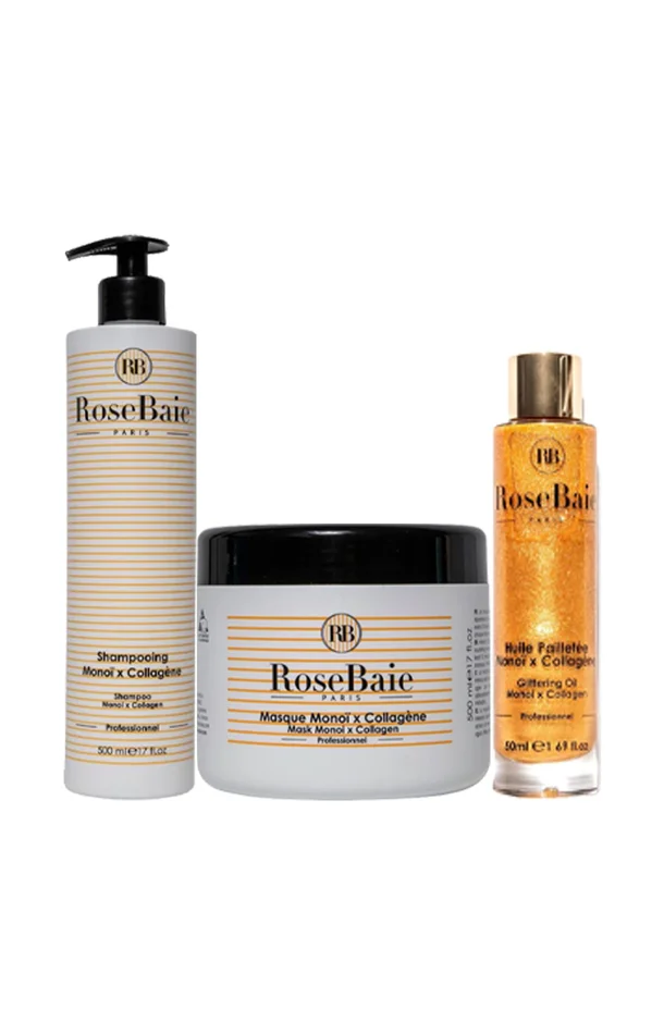 Routine capillaire – Collagène & monoï – 3 produits