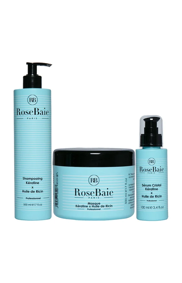 Routine capillaire – Kératine & huile de ricin – 3 produits