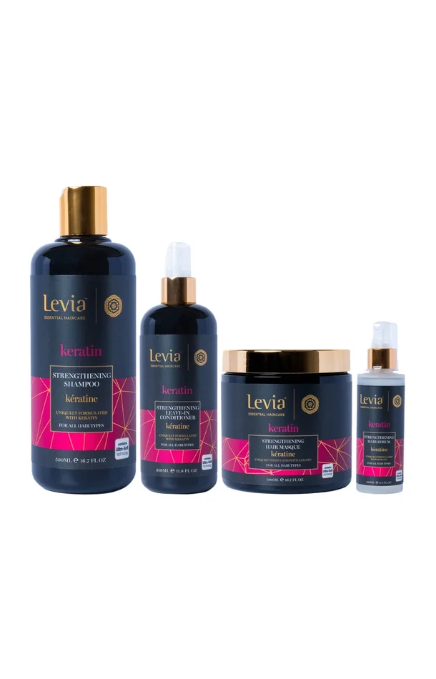 Routine fortifiante – Kératine – Cheveux secs & abîmés – 4 produits