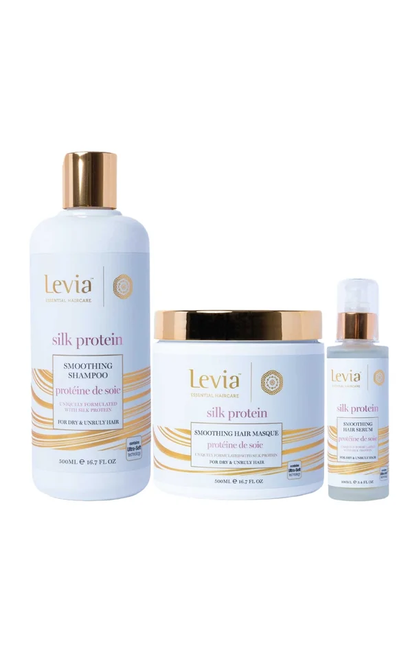 Routine lissante – Protéine de soie – Cheveux secs & indisciplinés – 3 produits