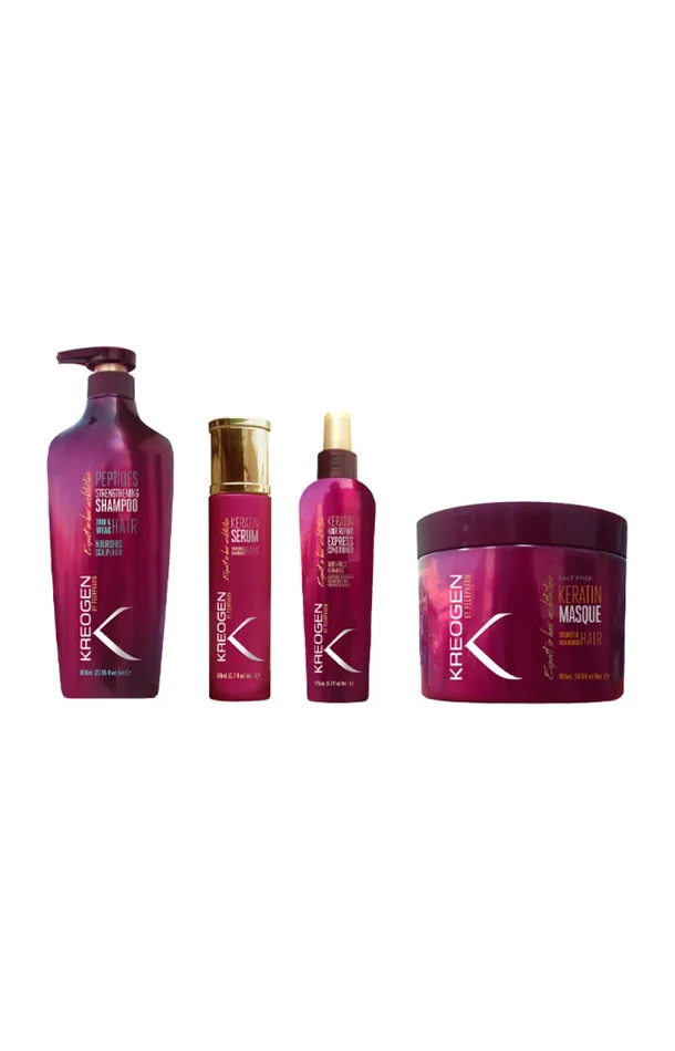 Routine réparatrice – Shampoing, masque, spray & sérum – Kératine