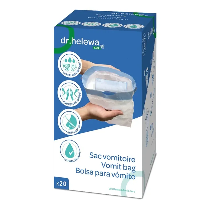 Sac vomitoire avec tampon absorbant 600ml – Boîte de 20
