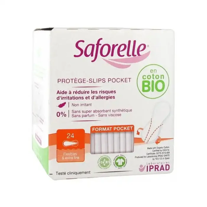 Saforelle 24 protege-slips pocket coton bio