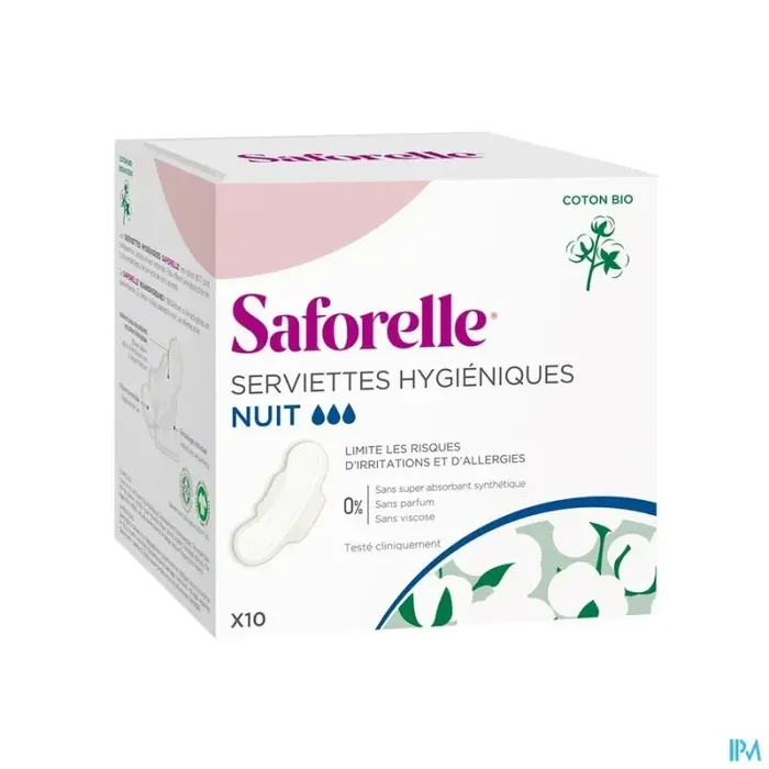 Saforelle serviettes hygieniques nuit 10