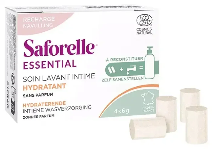 Saforelle Soin Lavant Intime Hydratant à Reconstituer Recharge de 4 Bâtonnets de 6 g
