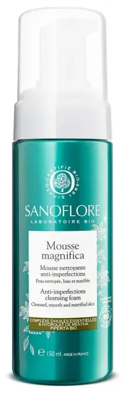 Sanoflore Magnifica Mousse Nettoyante Visage Purifiante Certifiée Bio – Peaux à Tendance Acnéique 150 ml