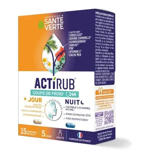 SANTÉ VERTE ACTIRUB Coup de Froid Jour / Nuit – 15 Comprimés
