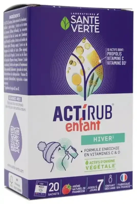 Santé Verte Actirub Enfant Sachets 20 Unités – Goût Framboise