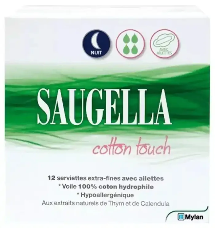 Saugella Cotton Touch Serviettes Nuit X12