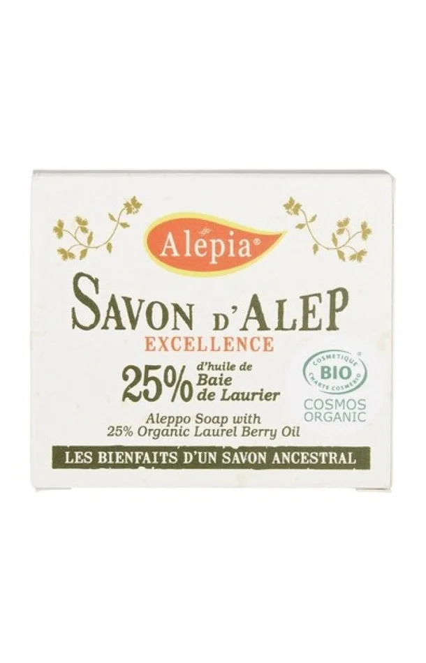 Savon d’Alep Excellence bio – 25% d’huile de baie de laurier – Visage, corps & cheveux – 200 g