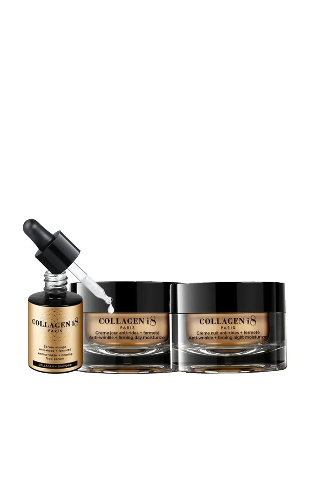 Sérum & crèmes de jour & nuit – Anti-rides & fermeté – Collagène marin & diamant – 3 produits