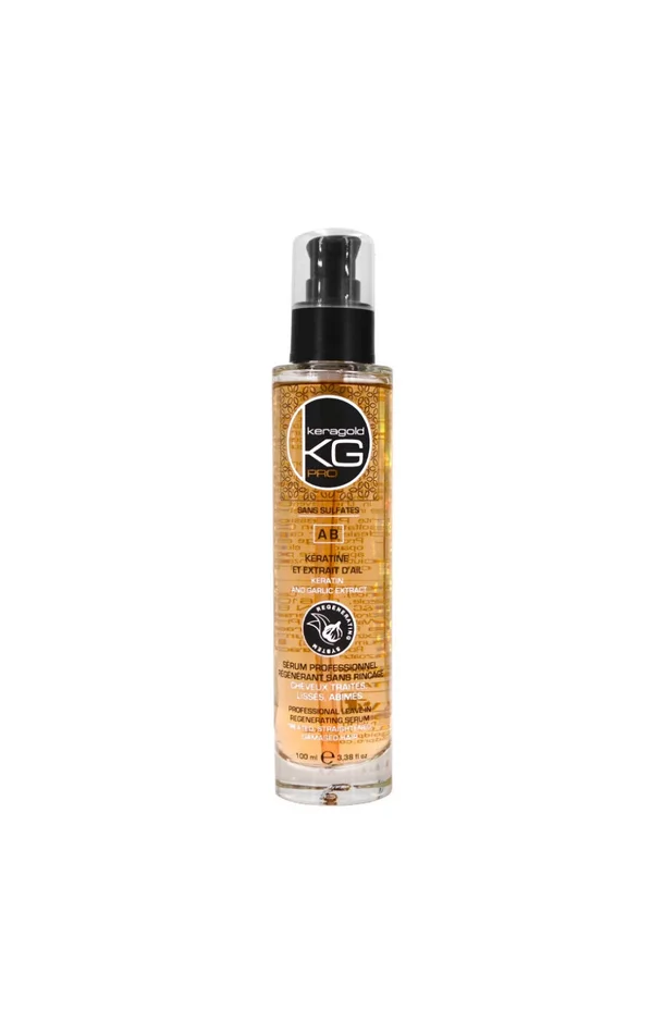 Sérum régénérant – Kératine & extrait d’ail – Cheveux lissés & abîmés – 100 ml