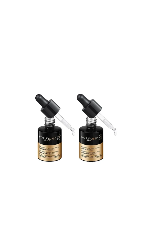Sérums anti-âge global – Vitamine C & caféine – Visage & yeux – 2 x 30 ml