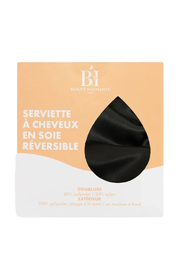 Serviette microfibre réversible – Cheveux texturés – Noir