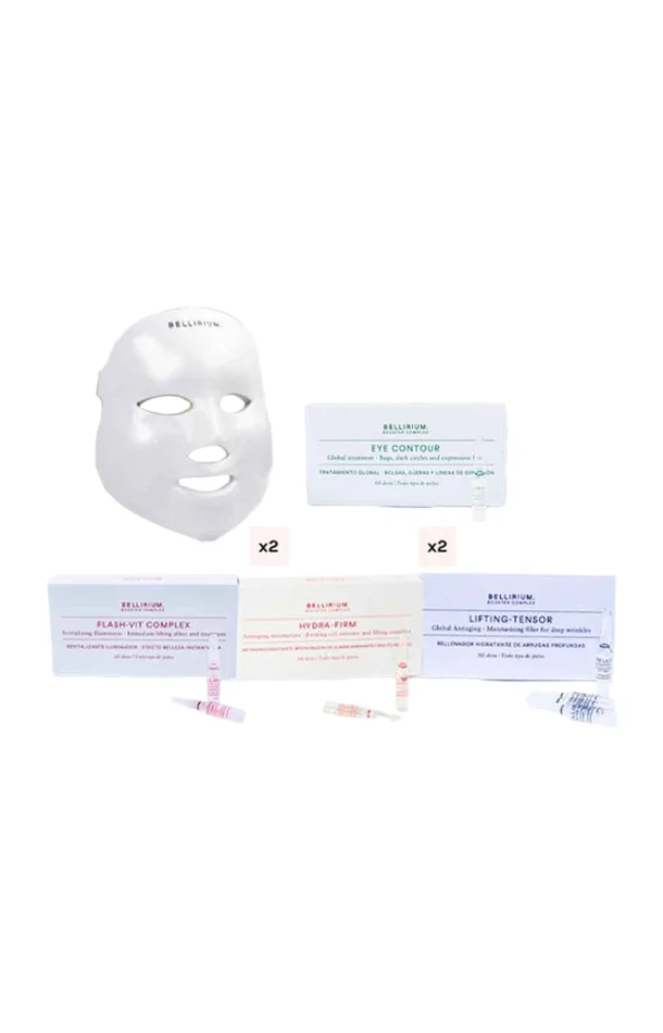 Set masque LED & traitements hydratants & anti-rides – Acide hyaluronique & Vitamine C – 8 produits