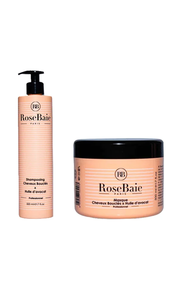 Shampoing & masque – Kératine & huile d’avocat – Cheveux bouclés- 2 produits