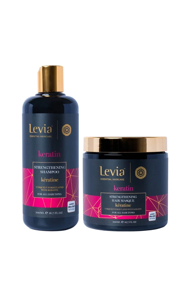 Shampoing & masque fortifiants – Kératine – Cheveux abîmés & colorés – 2 x 500 ml