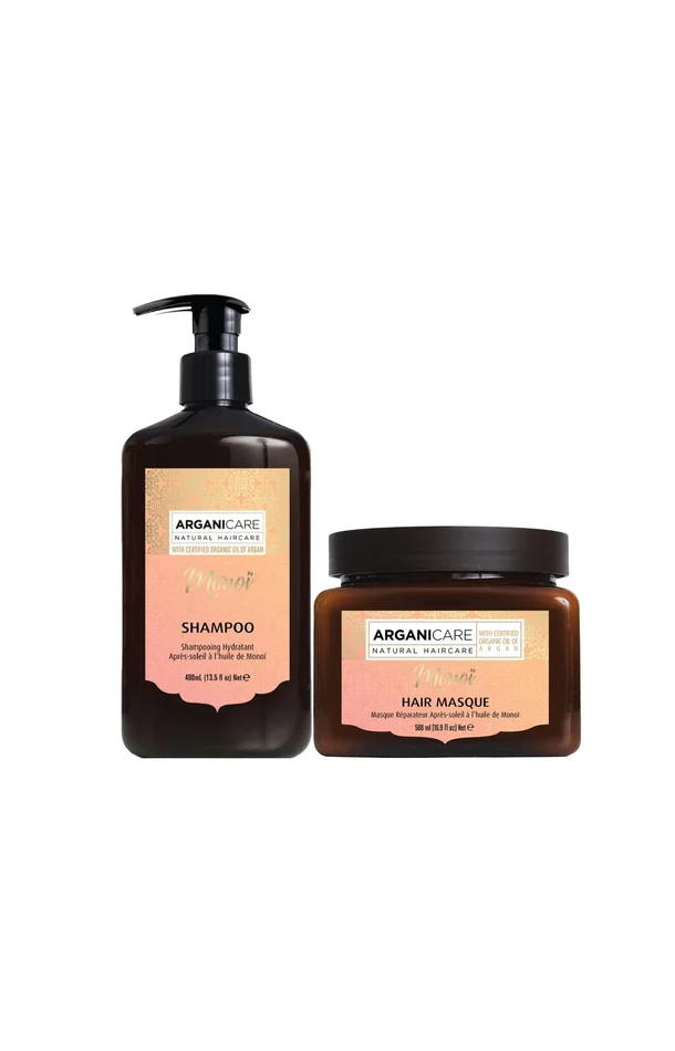 Shampoing & masque hydratant – Huile de monoi – Cheveux fragilisés – 2 produits