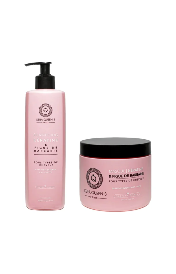 Shampoing & masque nourrissants anti-chute – Kératine & figue de barbarie – 2 x 500 ml